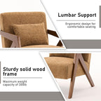 Mid Century Modern Accent Chair with Solid Wood Frame，Upholstered Chenille Living Room Arm Chairs with Pillow for Bedroom, Living Room, Reading Room, Balcony (1, Yellow)