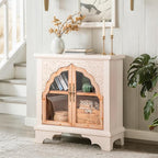 PHI VILLA Vintage 2 Door Accent Cabinet,Small Distressed Storage Cabinet with Doors for Living Room, Kitchen & Entryway