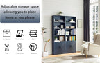 70in Tall Bookshelf 6 Tier Bookcase with Barn Doors and Adjustable Shelf, Blue Farmhouse Book Shelves with Storage Cabinet, Wood Floor Standing Display Bookshelve for Bedroom,Living Room,Kitchen