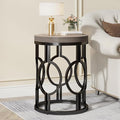 Tribesigns Round End Table, Industrial Side Table with Metal Hollow Frame, Small Bedside Table Nightstand for Living Room, Bedroom, Easy Assembly (Grey,1PC)
