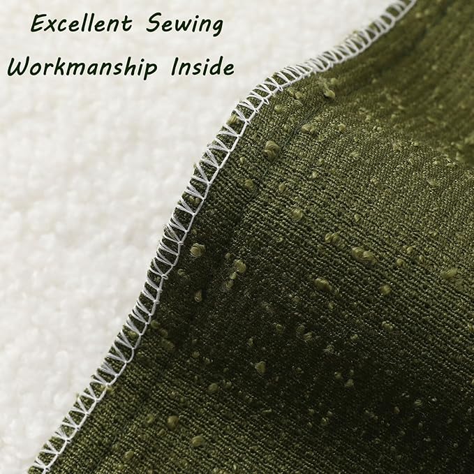 FUTEI Pack of 2 Moss Green Decorative Throw Pillow Covers 22x22 Inch Soft Cozy Solid Boucle Textured Cushion Case,Modern Home Decor for Couch Bed Living Room