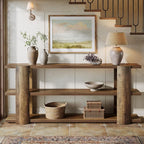 Tribesigns 70.87" Extra Long Console Table for Entryway, Narrow Wooden 3-Tier Sofa Table Behind Couch, Farmhouse Entryway Accent Table for Living Room, Hallway Foyer, Brown