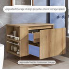 Bathroom Vanity, Natural Color Wall-Mounted Bathroom Vanity with Hidden Drawer (Nature Without Sink, 36")