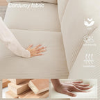 79 inch Sofa for Living Room,Mid Century Modern Couch with Big Pockets, Corduroy Couch with Three Cushions and Solid Wood Frame for Apartment and Small Spaces (Beige, Sofa)