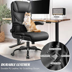 Office Chair, Ergonomic Big and Tall Computer Desk Chairs, Executive Breathable Leather Chair with Adjustable Flip-up Armrests, Lumbar Support Swivel PC Chair with Rocking Function