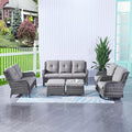 HUMMUH 6 Piece Patio Furniture Set PE Wicker Rattan 3-Seat Outdoor Sectional Sofa with Love Seats,Patio Swivel Chairs,Ottomans Conversation Sets for Garden, Poolside, Backyard