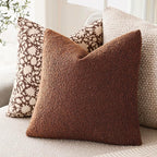 Foindtower Set of 2, Decorative Textured Boucle Throw Pillow Covers Accent Solid Pillow Cases Neutral Soft Cozy Couch Cushion Case for Chair Sofa Bedroom Living Room Home Decor 24x24 Inch Red Taupe