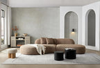 135.4" Curved Sofa Couch Modern Oversized 6-Seat Round Boucle Sectional Sofa Couch with Chaise & Pillows for Living Room Apartment Furniture,No Assembly Needed (Camel-Left-Facing)