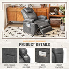 Flamaker Power Lift Recliner Chair Electric Lift Recliner for Elderly Power Lift Recliner Chair with Cup Holders Side Pockets for Living Room (Leathaire, Light Black)