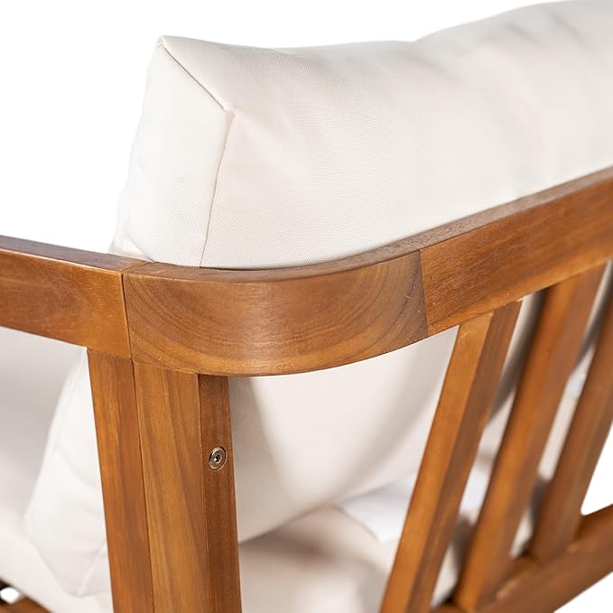 Christopher Knight Home Lucid Set of 2 Outdoor Dining Chair, Acacia Wood Frame Dining Chairs, Accent Chair Set with Comfortable Cushions, Patio Armchair for Backyard Poolside Garden, Natural + Beige