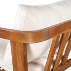 Christopher Knight Home Lucid Set of 2 Outdoor Dining Chair, Acacia Wood Frame Dining Chairs, Accent Chair Set with Comfortable Cushions, Patio Armchair for Backyard Poolside Garden, Natural + Beige