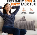 Cheer Collection Faux Fur Throw Pillows - Decorative Pillows for Couch, Bed Throw Pillows, Grey Accent Pillows for Bedroom or Living Room Aesthetic, Set of 2 Furry Throw Pillows, 12" x 20"