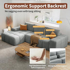 114” Oversized Modular Sectional Couch for Living Room, Chenille Boneless Couch L-Shape Cloud Sofa with Deep Seat and Chaise, Memory Foam Compressed Sofa for Living Room Furniture Bedroom Apartment