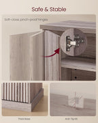 VASAGLE MAXE Collection - Buffet Cabinet, Fluted Console Cabinet, Sideboard with Adjustable Shelves, Mid Century Modern Buffet Table, 15.8 x 58.3 x 31.5 Inches, Washed Gray UBBK382G01S