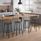 VASAGLE Bar Stools Set of 4, Bar Height Stools, 28.9 Inches Counter Barstools Chairs with Back for Dining Kitchen Island, Steel Frame, Industrial Style, Easy Assembly, Rustic Brown and Ink Black