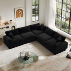 Cloud Modular Sectional Sofa,211.6" Down Filled Sofa 5 Seat with Chaise,Minimalist Sofa Cover Washable and Replaceable Couches for Living Room,Sectional Sofa Deep Seat Black