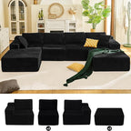 Balshaw 108" Cloud Sectional Couch Sofa with L-Shape Chaise, Modern Modular Sofa Couch Upholstered Couches for Living Room Bedroom, No Assembly Required (Black, U Shape)