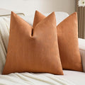 FUTEI Burnt Orange Chenille Decorative Throw Pillow Covers 20x20 Inch Set of 2,Soft Cozy Striped Geometric Patterns Cushion Case,Modern Home Decor for Couch Bed Living Room