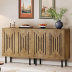 Tribesigns Set of 2 Sideboard Buffet with Storage, 59" Buffet Sideboard Cabinet with Adjustable Shelves, Accent Storage Cabinet for Living Room, Natural