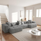 WJShome 144" Sectional Couches for Living Room,Modular Sectional Sofa, U Shaped Couch, Linen Deep Seat Cloud Couches with Pillow for Living Room,Gray
