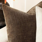 Foindtower Pack of 2 Soft Textured Chenille Throw Decorative Pillow Covers Square Accent Solid Cushion Cover Neutral Farmhouse Pillow Case for Couch Sofa Bedroom Living Room 20x20 Inch,Taupe Brown