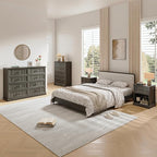 Farmhouse Dresser and Nightstand Sets, 4Pcs Bedroom Furniture Set, Nightstand Set of 2 & 55" Wide 8 Drawer and 44" Tall 5 Drawer Dresser with Large Drawers & Bar Handles, Grey