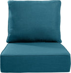 Luxury 22x24/22x25 6-Inch Outdoor Cushions - Water Resistant 1 Set Patio Back&Seat Cushion for Wicker Dining Rocking Swivel Chairs Loveseat Couch Sectional Sofa - Peacock Blue