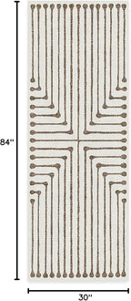 RUGGABLE x Jonathan Adler Machine Washable Modern Runner Rug – Inkdrop Camel & Ivory 2.5x7, Stain-Resistant, Non-Slip – Washable Rug for Hallway, Entryway, Living Room & Kitchen–with Standard Pad