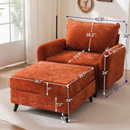 Oversized Accent Chair with Ottoman,All Seats Storage,Comfy Armchair,24.5'' Deep Seat,Upholstered Living Room Chairs,Reading Chair,Lounge Chair for Bedroom,Office,Chenille,Orange