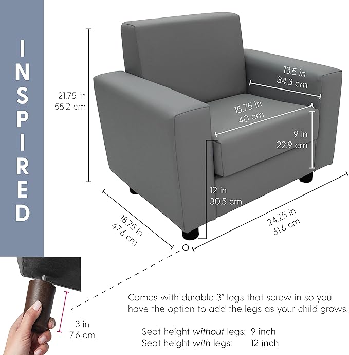 Factory Direct Partners SoftScape Inspired Playtime Classic Reading Chair, Children's Commercial-Grade Upholstered Furniture for Home, Daycare, Preschool, Library; Comfy Modern Design - Lavender
