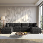WJShome Cloud Couch Modular Sectional Sofa, 134" U Shaped Couch for Livingroom, Oversized Convertible Wide Seater with 2 Ottomans Living Room Set, Covers Washable&Replaceable,Black