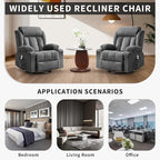 Rocking Recliner Chair with Heat and Massage, Nursery Recliner 360° Swivel Oversized Chairs for Adults, Lazy Boy Single Sofa Seat with 3 Positions, 2 Side Pockets, Cup Holders, and USB Ports, Grey