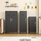 Tall Narrow Storage Cabinet 51.18" H Bathroom Cabinet Metal Pantry Cabinets, 3 Adjustable Shelves for Kitchen, Home Office, Living Room, Dinning Room (Black)