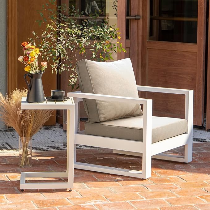 Patio Furniture Sofa Cushion Set Outdoor Living Deep Seating Cushions Thick Foam Replacement Cushion,21.7x21.7 Inch,Beige