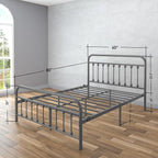 Golden Gate Beds Vintage Style Metal Bed Frame with Wrought Iron Headboard and Footboard, Classic Platform Bedframe Storage, No Box Spring Needed, Mattress Foundation, Silver, Queen Size