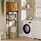 Over The Toilet Storage Cabinet - Bathroom Shelves Above Toilet Freestanding Organizer Shelf with Doors Narrow Floor Stand Rack Farmhouse Wood 71" Tall, Rustic Brown