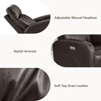 CHITA Genuine Leather Power Swivel Glider Recliner Chair for Adults, FSC Certified Electric Nursery Rocker Recliner Chair for Living Room, Dark Brown