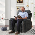 Electric Recliner Chair, Soft Fabric Power Recliners with Metal Cup Holders, Single Overstuffed Heavy Duty Reclining Sofa Chairs for Living Room Bedroom, Dark Grey