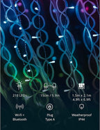 Twinkly Christmas Curtain Lights 210 RGB+W LEDs - App-Controlled, Sync with Music, Indoor & Outdoor Use, Compatible with Google Assistant, Amazon Alexa, Apple HomeKit, Bluetooth & WiFi Connectivity