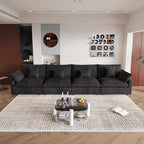JACH Sectional Couches for Living Room, 4 Seater Cloud Sectional Couch with Deep Seat, Down Filled Modular Sofa, Covers Removeable & Washable, Sofas Furniture for Living Room, Black