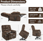 Oversized Zero Gravity Power Lift Recliner Chair for Elderly Adults Big Man Electric Lay Flat Recliner Triple Motor with Heat and Massage, Adjustable Seat Height, Arm Storage, Cup Holder