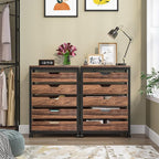 Tribesigns 5 Drawer Chest, Wood Storage Dresser Cabinet with Wheels, Industrial Storage Drawer Organizer Cart for Office Bedroom Entryway (Rustic Brown, 1 PC)