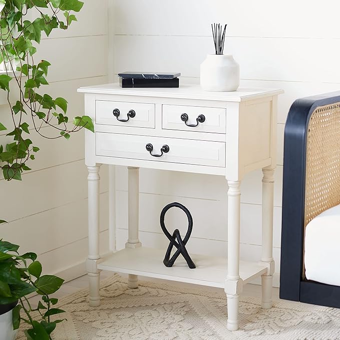 SAFAVIEH Home Collection Primrose White 3-Drawer Console Table
