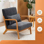 Accent Chairs, Set of 2 Mid-Century Modern Chair with Pillow, Armchair with Solid Wood, Reading Relaxing Leisure Chair for Living Room,（Grey）