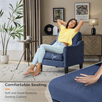 VINGLI Navy Blue Accent Chairs for Living Room, Line Comfy Upholstered Chair Mid Century Modern Armchair for Bedroom, Home Office, Small Spaces, Apartment