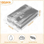 100 Pcs Individually Wrapped Sponges, Uncompressed Non Scratch Scrouing Sponges for Household Cleaning Dishes Kitchen Airbnb Apartment Car Bike Gray