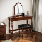 Solid Wood Computer Writing Desk with 2 Big Drawers 39.4" Wide Home Office Desk Workstation Small Rustic Study Table Furniture in Cherry for Home Office Bedroom Living Room, SSZ-1533WD