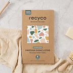 RECYCO Swedish Dishcloths for Kitchen | 4 Pack Oversized Washable Dish Rags | Large Cellulose Reusable Cleaning Paper Towels | Absorbent Counter Dish Cloth Sponge XL Kitchen Wipes, 12" L x 10" W