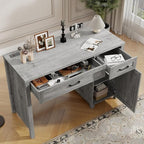 Farmhouse 47" Executive Desk, Computer Desk with Drawers and Storage Cabinet, Workstation for Home Office and Study.(Grey)