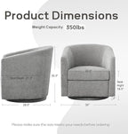 Chenille Swivel Accent Chair, Living Room Chairs, No Assembly Upholstered Armchair, 360°Rotating Barrel Chair for Bedroom, Apartment & Reading Nook (1, Light Grey)